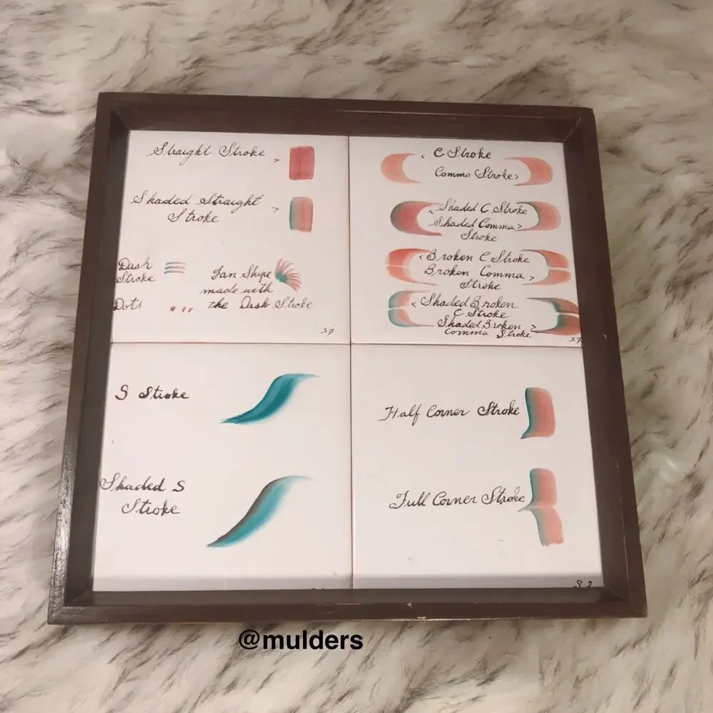 Vintage Framed Tile Brush Strokes Artwork